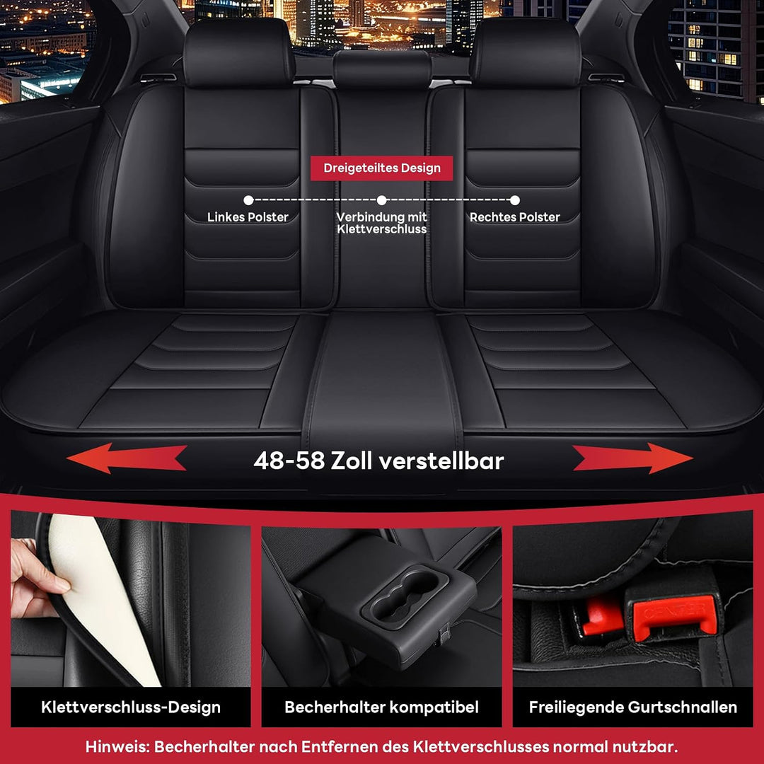AutoSitzbezüge Leder für Honda HRV 2001-2026, Schwarz | Nappa Leder Auto Sitzbezug 5 Stück, Wasserdi