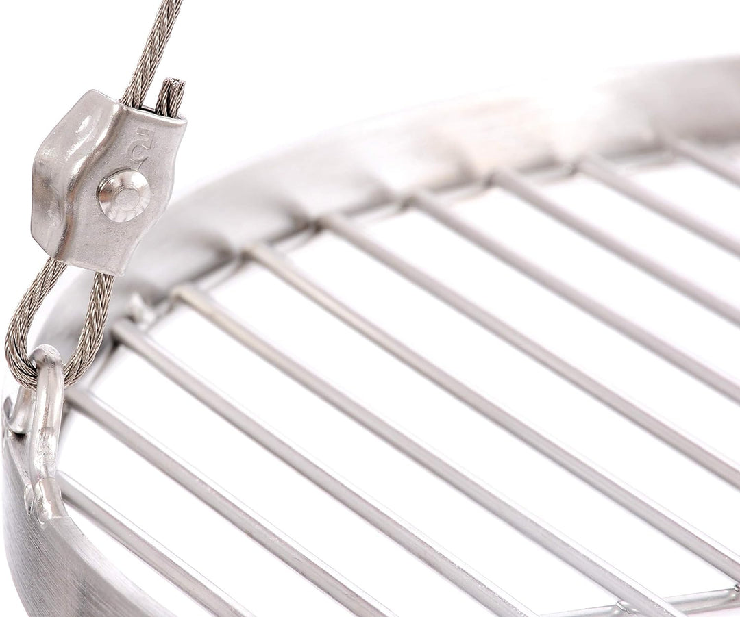 37 cm Grillrost Edelstahl für Schwenkgrill 3 Bein BBQ Grill Rost mit Seil 14 mm Stababstand