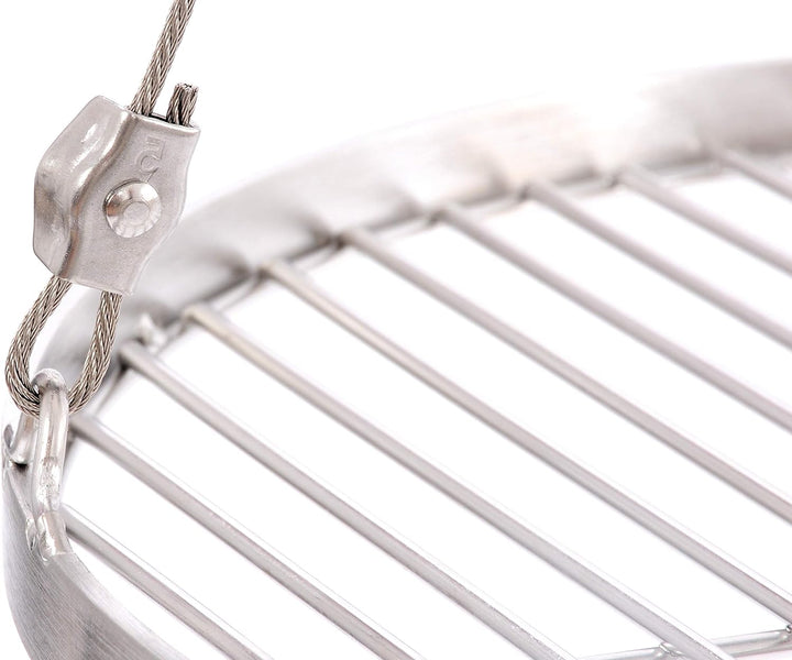 37 cm Grillrost Edelstahl für Schwenkgrill 3 Bein BBQ Grill Rost mit Seil 14 mm Stababstand