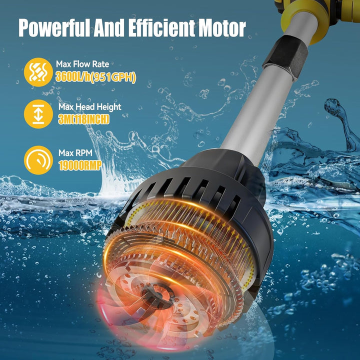 Kabellose Stick Wassertransferpumpe Kompatibel mit Dewalt 18V, Tragbare Umfüllpumpe, 3M Kopfhöhe, 36