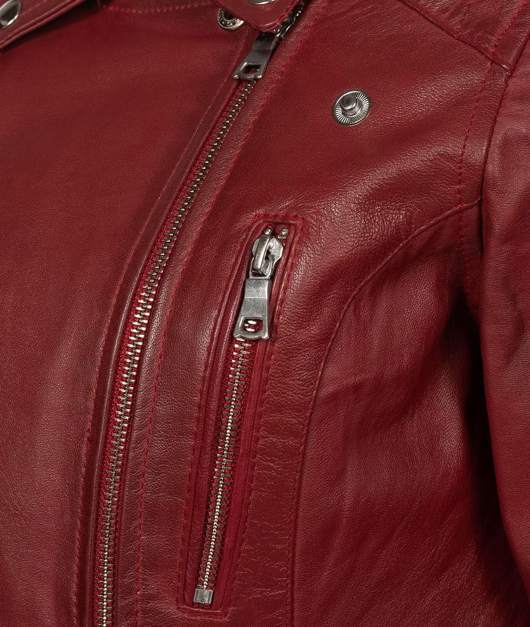 Damen Lederjacke echt Leder Jacke D-490, Rot