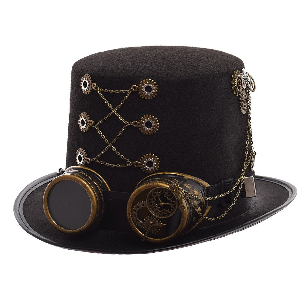 GRACEART Zauberkasten Steampunk Zylinder Hut Steampunk Herren and Steampunk Damen with Goggles, Gear