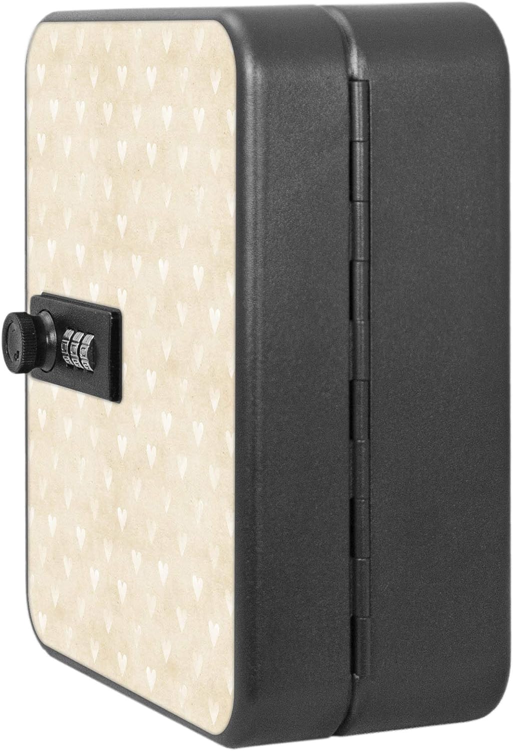 banjado® Burg-Wächter® abschliessbarer Schlüsselkasten mit Motiv Beige Herzen für 20 Schlüssel - Sch