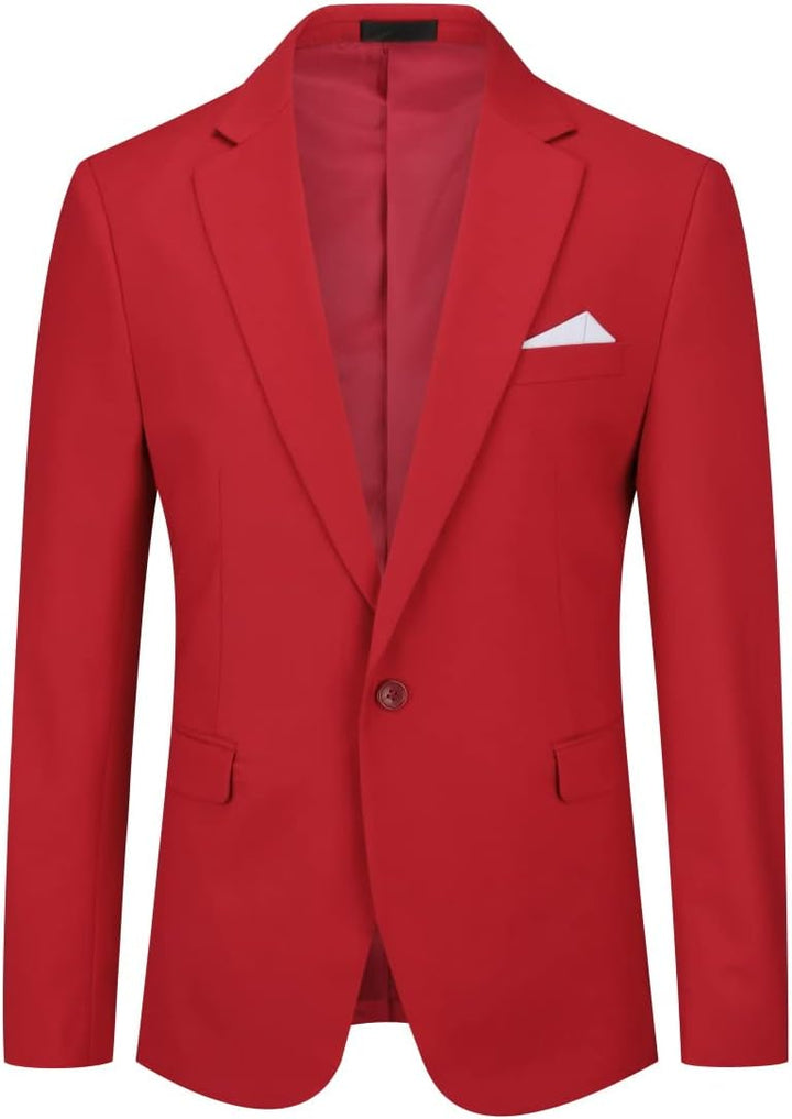 YOUTHUP Herren Sakko Slim Fit Anzugjacke für Business Hochzeit Eleganter 1 Knöpfen Blazer XS Rot, XS