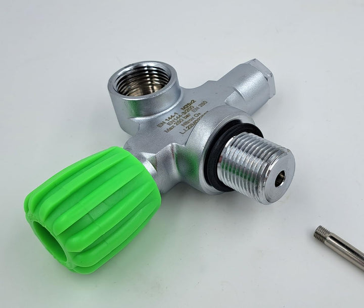 HighTechDiving LA Monoventil Nitrox M26x2 230 bar Links, erweiterbar EN144, Brückenventil M25x2