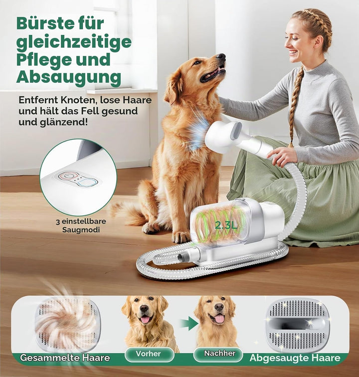 Gimars 2,3L Hundeschermaschine mit Staubsauger, 12000k Pa Saugkraft Hundestaubsauger Leises Schermas