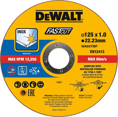 Dewalt High Performance Trennscheiben DT20540 (Ø 125mm x 1,0mm, Typ 41 (flach), Bohrung 22,23 mm, fü