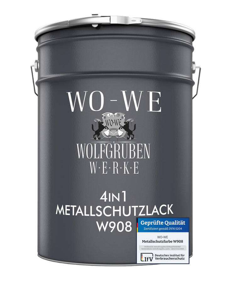 WO-WE Metallschutzlack 4in1 Metalllack Metallfarbe Metallschutzfarbe W908 Lichtgrau - 2.5L Lichtgrau