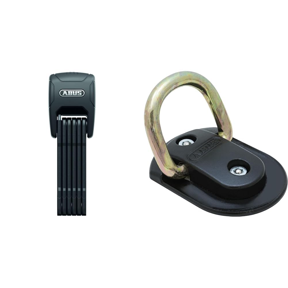 ABUS Faltschloss Bordo Granit™ XPlus 6500KA/90 Black SH & Wand- und Bodenanker Granit WBA 75 - Befes