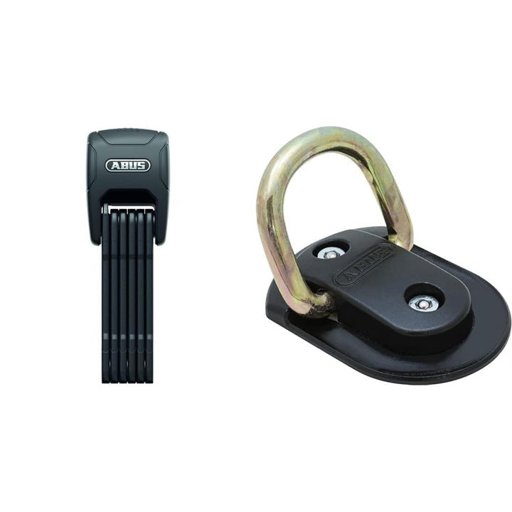 ABUS Faltschloss Bordo Granit™ XPlus 6500KA/90 Black SH & Wand- und Bodenanker Granit WBA 75 - Befes