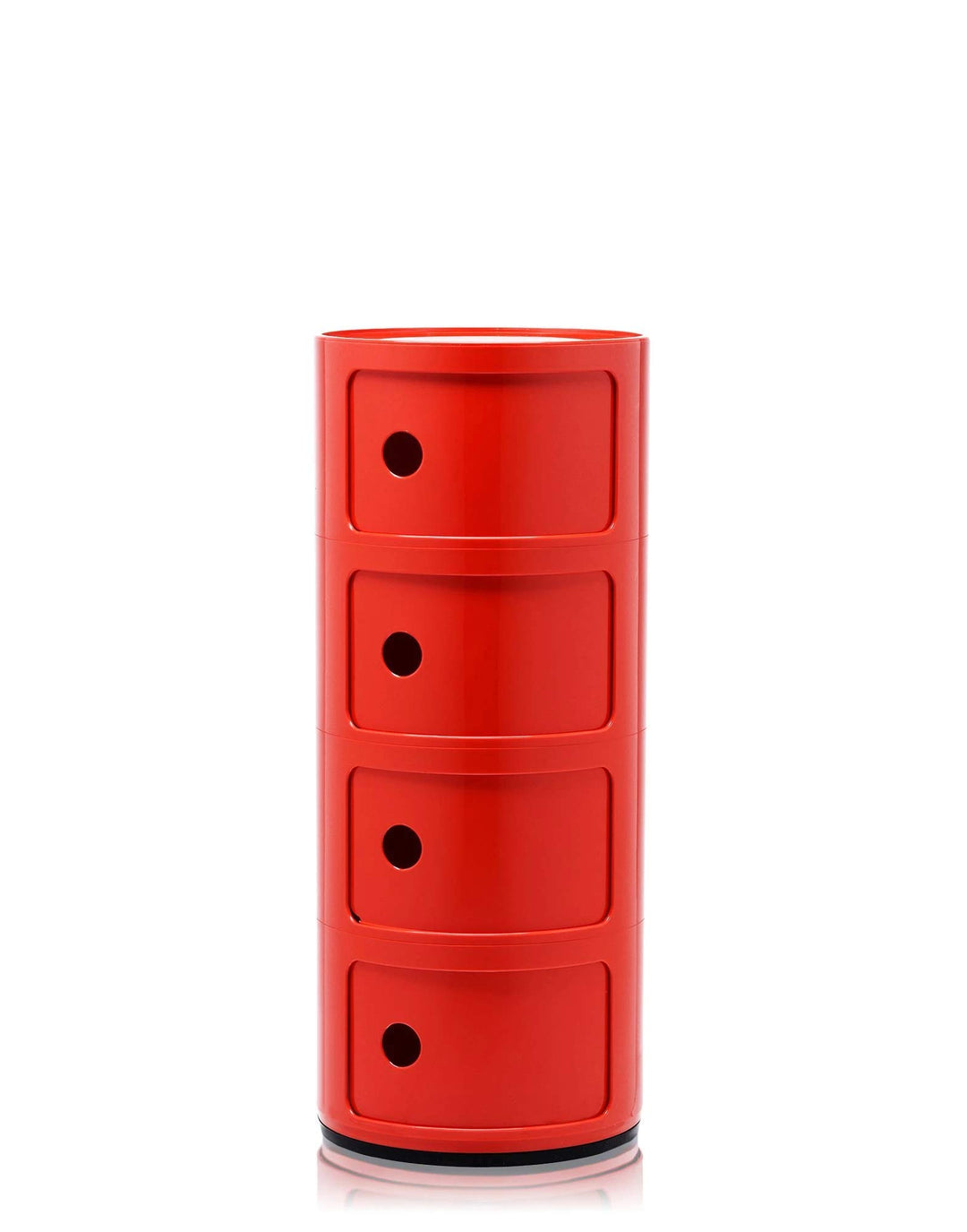 Kartell Componibili, 4 Elements, Rot, Runde Basis 4-fächer Rot, 4-fächer Rot