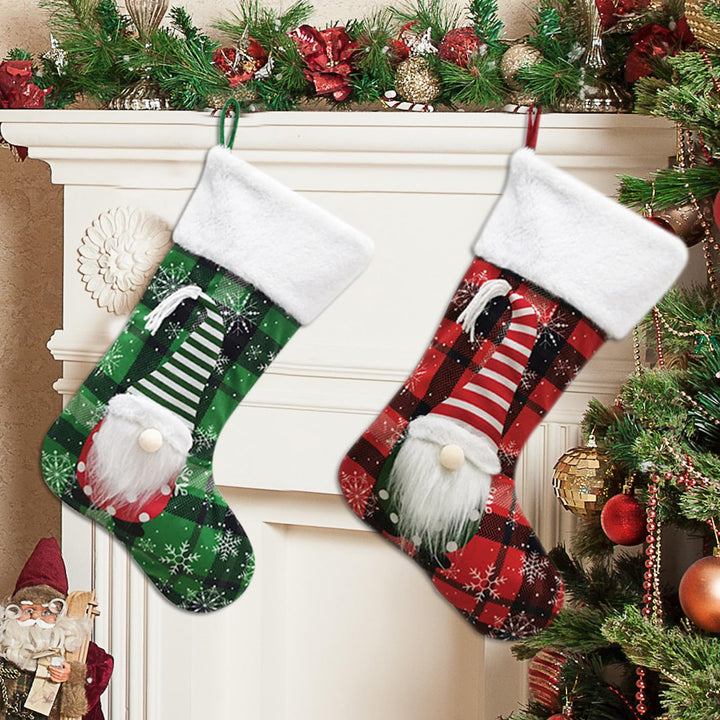 2 Pcs Weihnachtsstrumpf 42cm Grosse Stickerei Nikolausstrumpf Weihnachtsstrümpfe Nikolausstiefel Kam