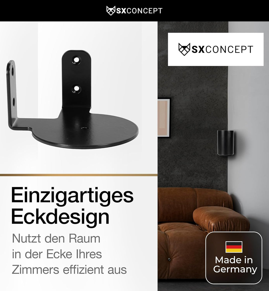 SX-Concept Wandhalterung für Sonos Era 100 | Eck-Variante | Minimalistisches Design | Optimaler Wand