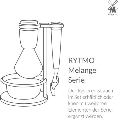 MÜHLE Rytmo Systemrasierer - kompatibel mit Gillette-Klingen, edler Edelharz-Griff, verchromten Meta