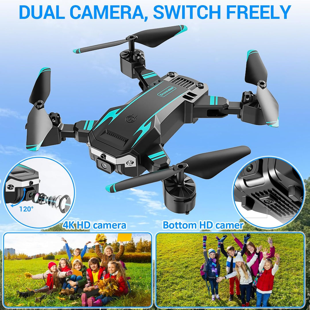 Drohne mit Dual-HD-Kamera für Anfänger, Faltbare Kinderdrohne, 3D-Flips, Ein-Knopf-Start/Landung, He