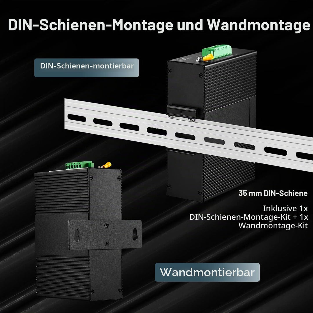 Binardat 8 Port Gigabit Din Rail Industrial Ethernet Switch, 8 Ports 10/100/1000Mbps, Fanless Wall M