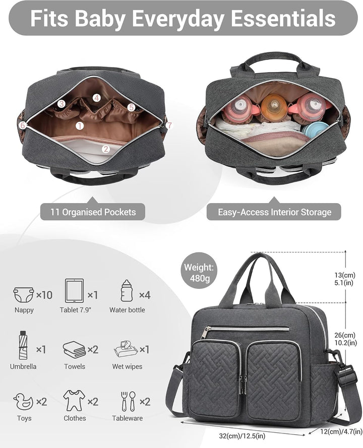 KONO Baby-Wickeltasche, stilvoll, für Mama und Papa, wandelbare Reisetasche mit isolierten Taschen D