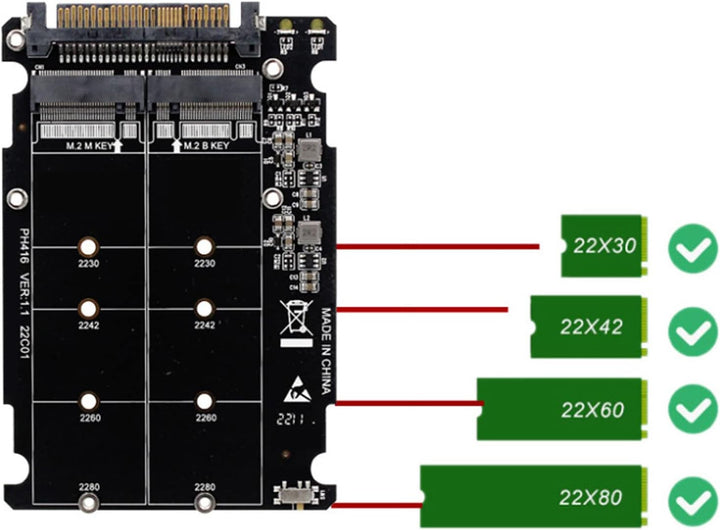PUSOKEI NGFF M Key zu M.2 NVME SSD-Gehäuse, Tragbarer Gehäuseadapter Externes Festplattengehäuse PCI