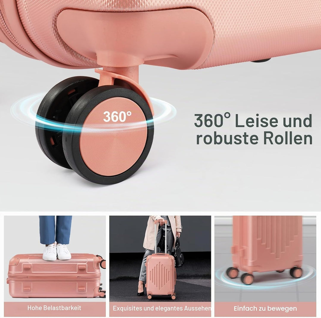 LALAHO Kofferset 2 teilig, Reisekoffer Set mit Kosmetikkoffer, Hartschalen Koffer Set aus ABS, Gepäc