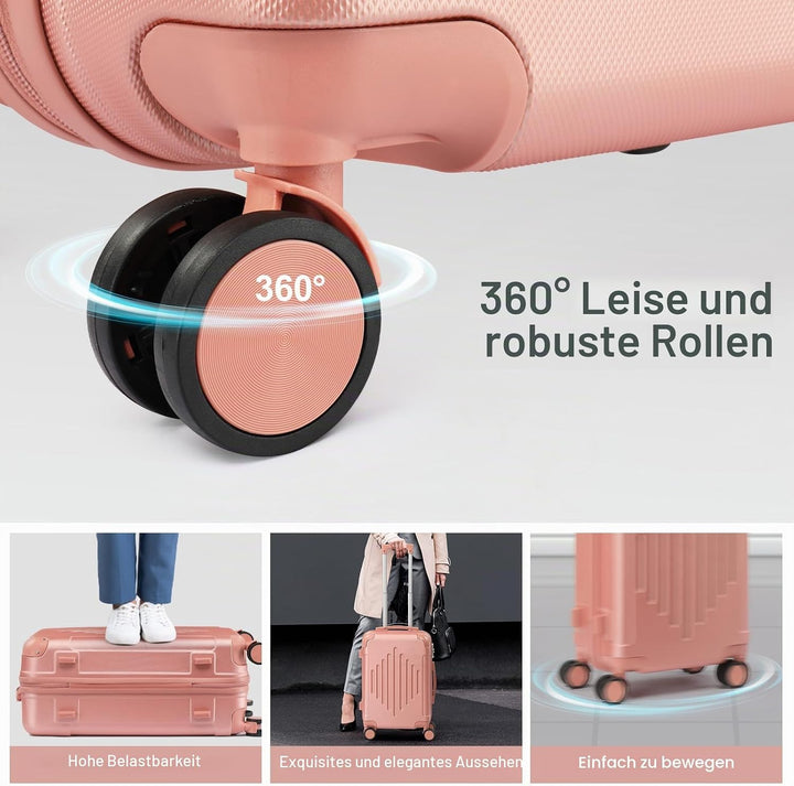 LALAHO Kofferset 2 teilig, Reisekoffer Set mit Kosmetikkoffer, Hartschalen Koffer Set aus ABS, Gepäc