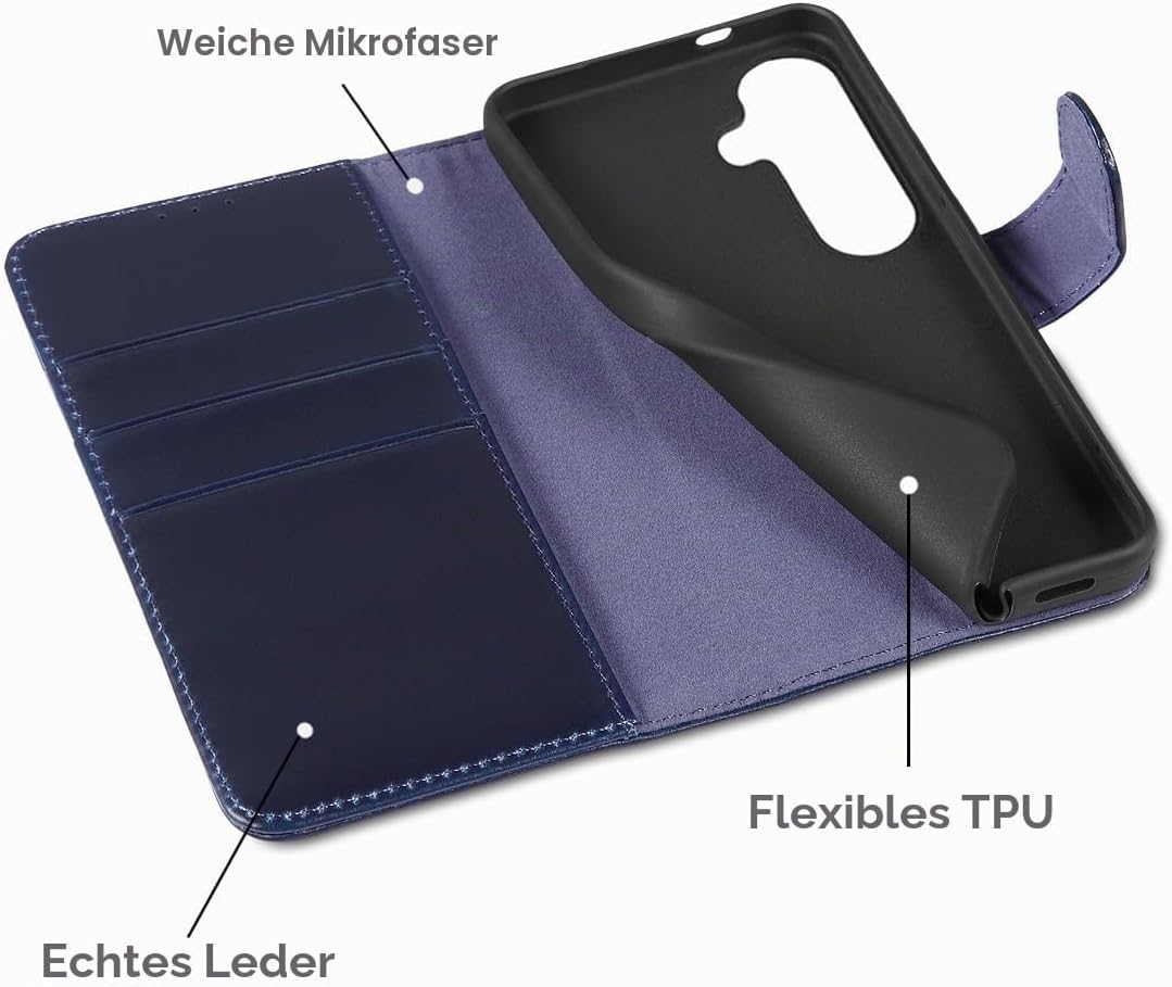 LENSUN Echtleder Handyhülle für Samsung Galaxy S26 5G, Lederhülle [Brieftasche][Bookstyle][Premium L
