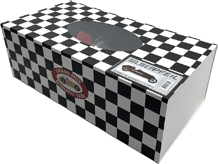 Authentic Models | Modellauto Silberpfeil aus silbernem Aluminium mit rotem Sitz | PC014R | Oldtimer