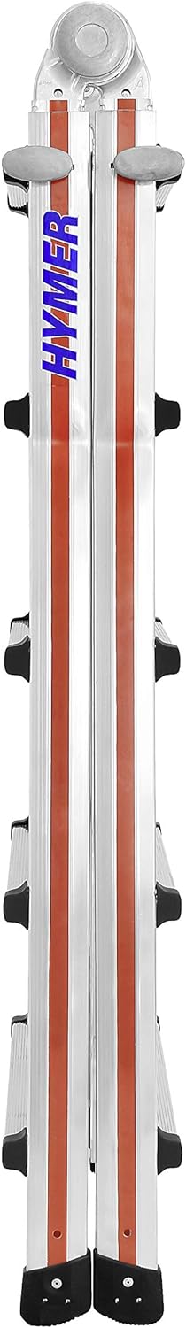 Hymer Teleskopleiter TELESTEP 4x5 (18 Sprossen, Anlegeleiter, Stehleiter, höhenverstellbar 25 cm Sch