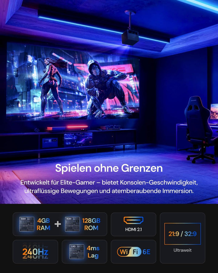 AWOL Valerion VisionMaster Pro2 Triple Laser 4K Beamer, 3000 ISO Lumen, HDR10+, IMAX Enhanced, Dolby