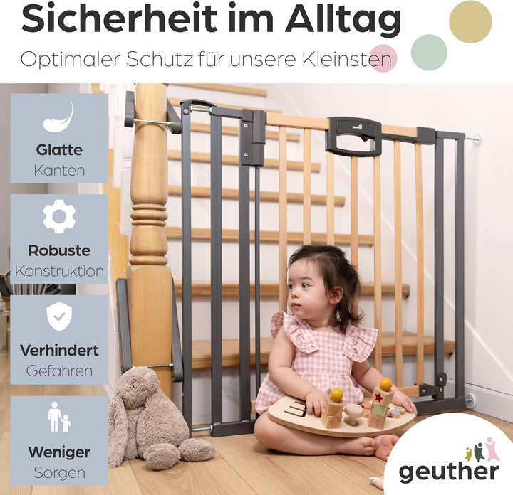 Geuther Treppenschutzgitter Easylock Plus | Türschutzgitter ohne Bohren inkl. Klemmen | Breite 108-1