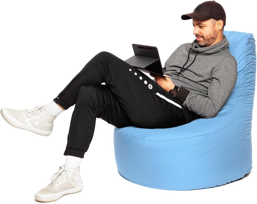 PATCH HOME Gamer Kissen Lounge Kissen Sitzsack Sessel Sitzkissen Bean Bag + Würfel/Hocker mit Reissv