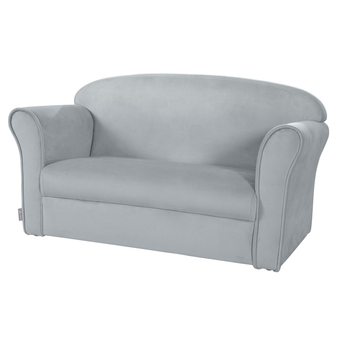roba Kindersofa Lil Sofa mit Armlehnen für Mädchen und Jungen - Bequeme Kindercouch - Samtstoff grau