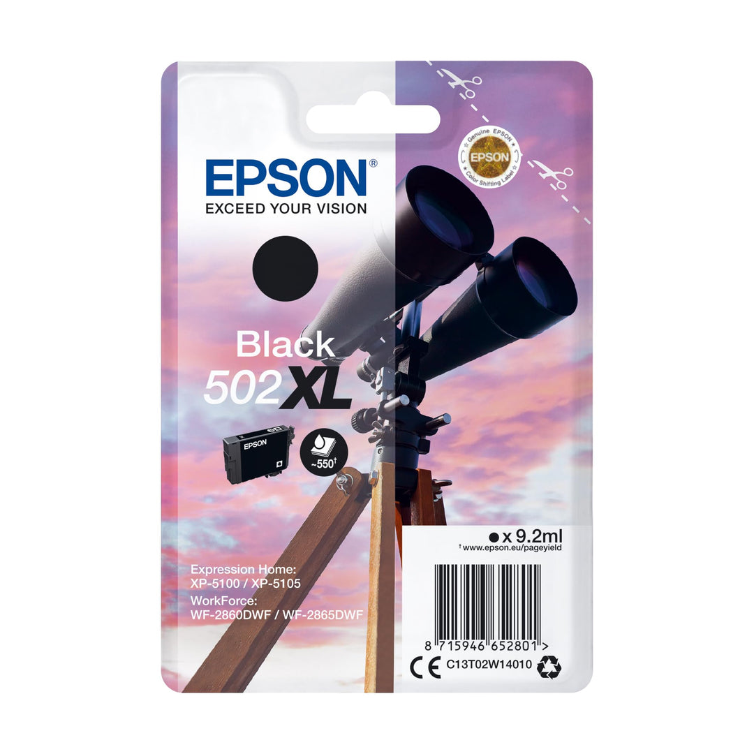 Epson Original 502XL Tinte Fernglas Singlepack schwarz XL, XP-5100 XP-5105 XP-5150 XP-5155 WF-2860DW