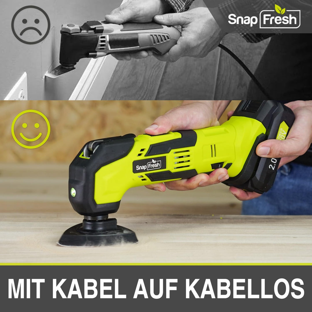 SnapFresh Oszillierendes Werkzeug, 20 V schnurloses, oszillierendes Multitool mit 6 Geschwindigkeite