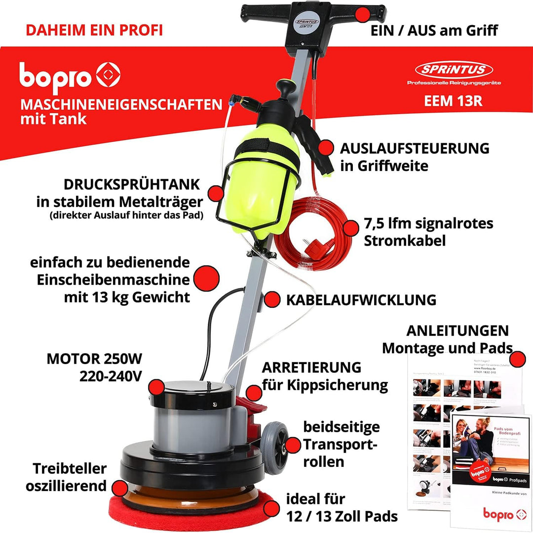 floorboy Z12C Einscheiben Reinigungs- und Poliermaschine (Universalset mit Tank), Universalset mit T