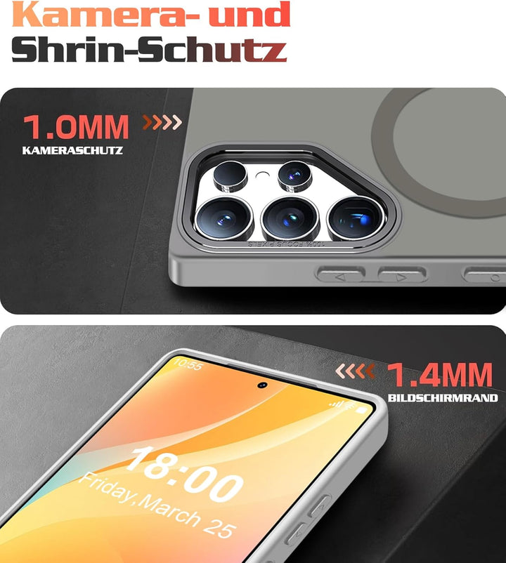Giyer Magnetisch Handyhülle für Samsung Galaxy S24 Ultra Hülle mit Ständer Schutzfolie, Schutzhülle