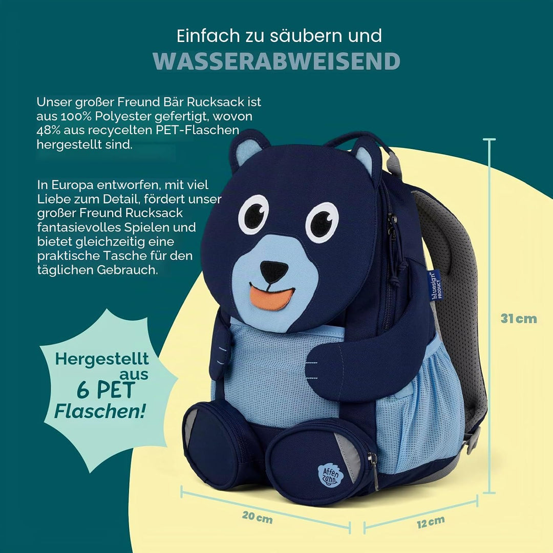 Affenzahn Kinderrucksack Grosser Freund | Kindergartenrucksack für Kinder von 3 bis 5 Jahren mit fun