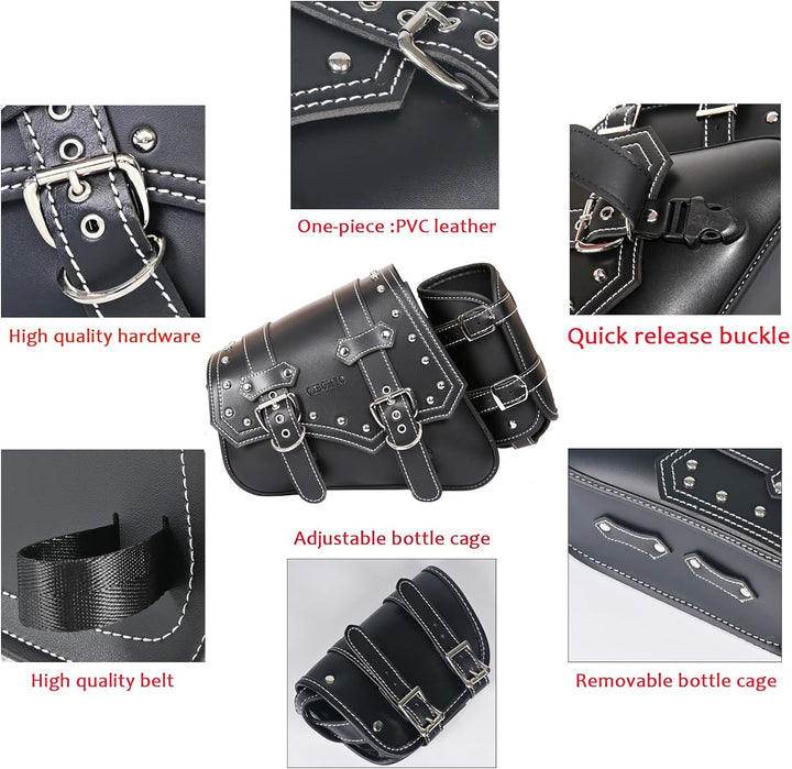 Motorrad-Satteltaschen– Satteltaschen Softail PVC Leder für Harley Sportster Wasserdicht,seitliche W