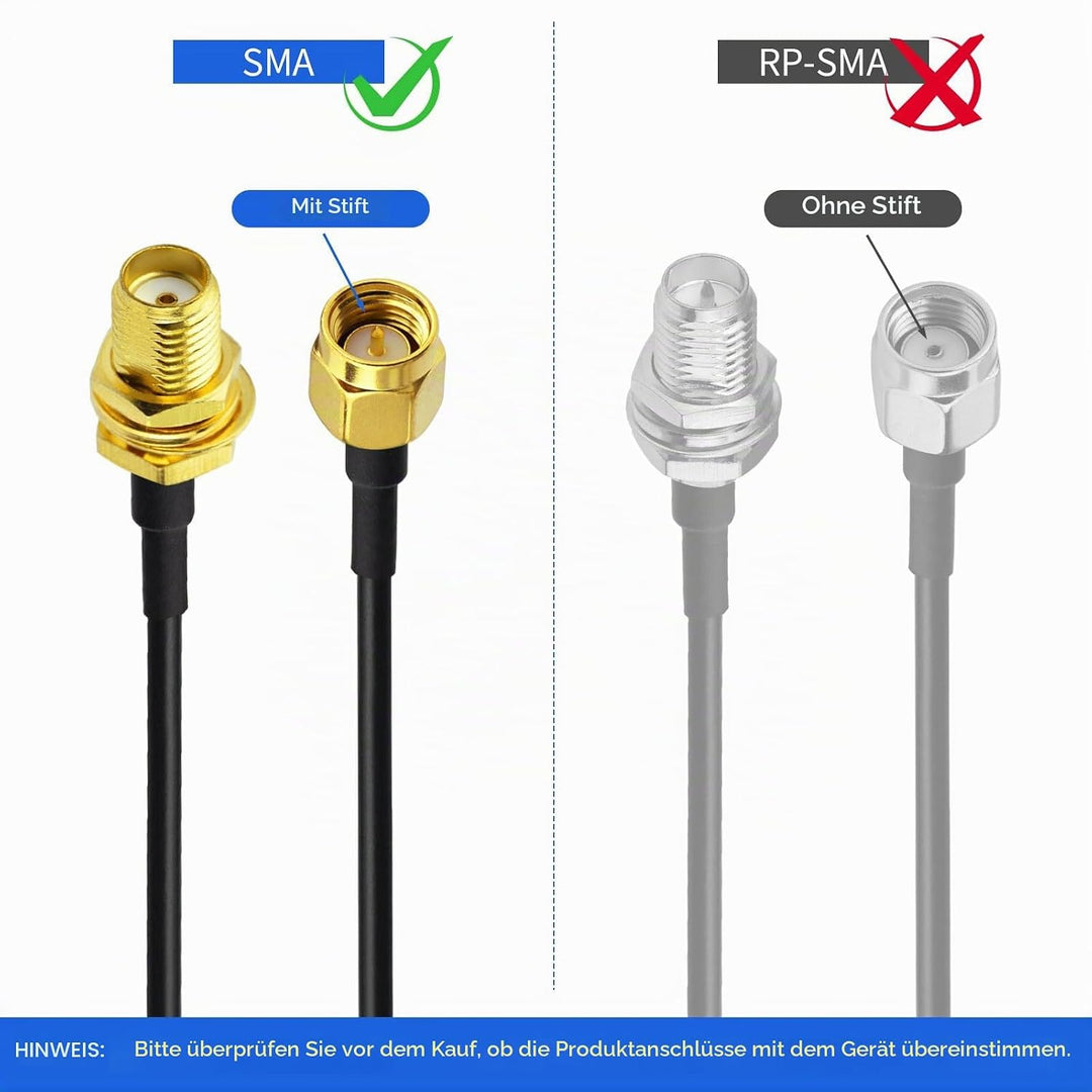 Superbat SMA Kabel WLAN Antenne verlängerungskabel 5m 2Stk:SMA-Stecker auf Buchse Kabel, Verlustarme