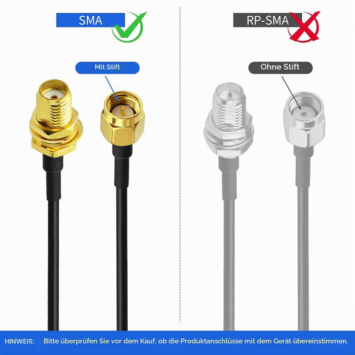 Superbat SMA Kabel WLAN Antenne verlängerungskabel 5m 2Stk:SMA-Stecker auf Buchse Kabel, Verlustarme