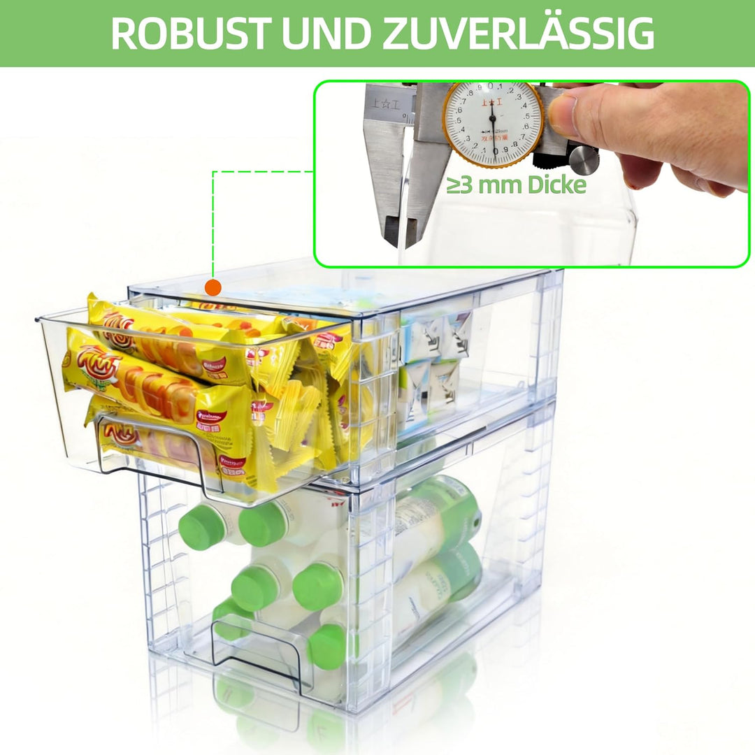 2er-Set Stapelbare Kleine Aufbewahrungsschubladen, Acryl Organizer mit Griffen, Kunststoffboxen für