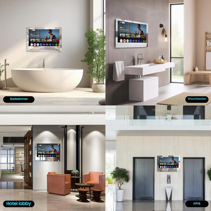 SYLVOX Spiegel Fernseher für Bad 32 Zoll, Wasserdichter IP66 Google TV 1080P | 60Hz| Hotspot &amp; WiFi