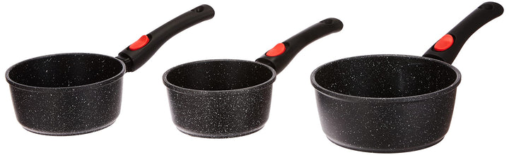 Kamberg 0008038 – Set aus 3 Stieltöpfen mit 16/18/20 cm – Abnehmbarer Griff – Aluminiumguss – Beschi