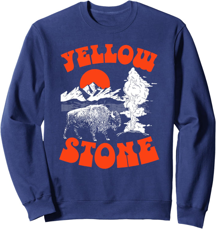 Vintage Eighties Yellowstone Park Bison Old Faithful Geyser Sweatshirt