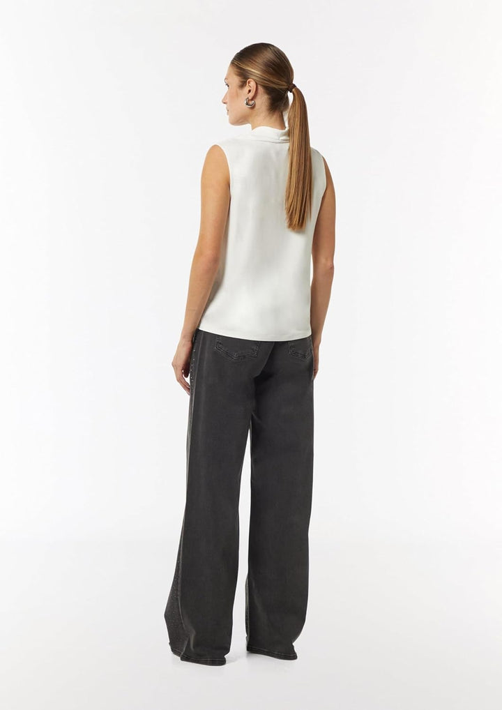 Comma Jersey-Top mit Wasserfall-Ausschnitt 34 0120_weiss, 34 0120_weiß