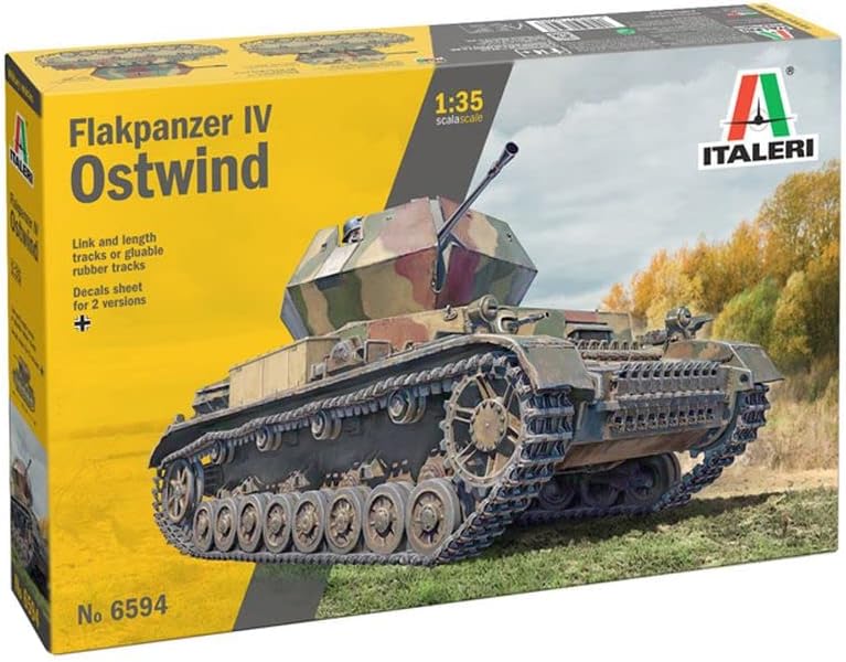 Italeri 6594S 1:35 Flakpanzer IV Ostwind - originalgetreue Nachbildung, Modellbau, Plastik Bausatz,