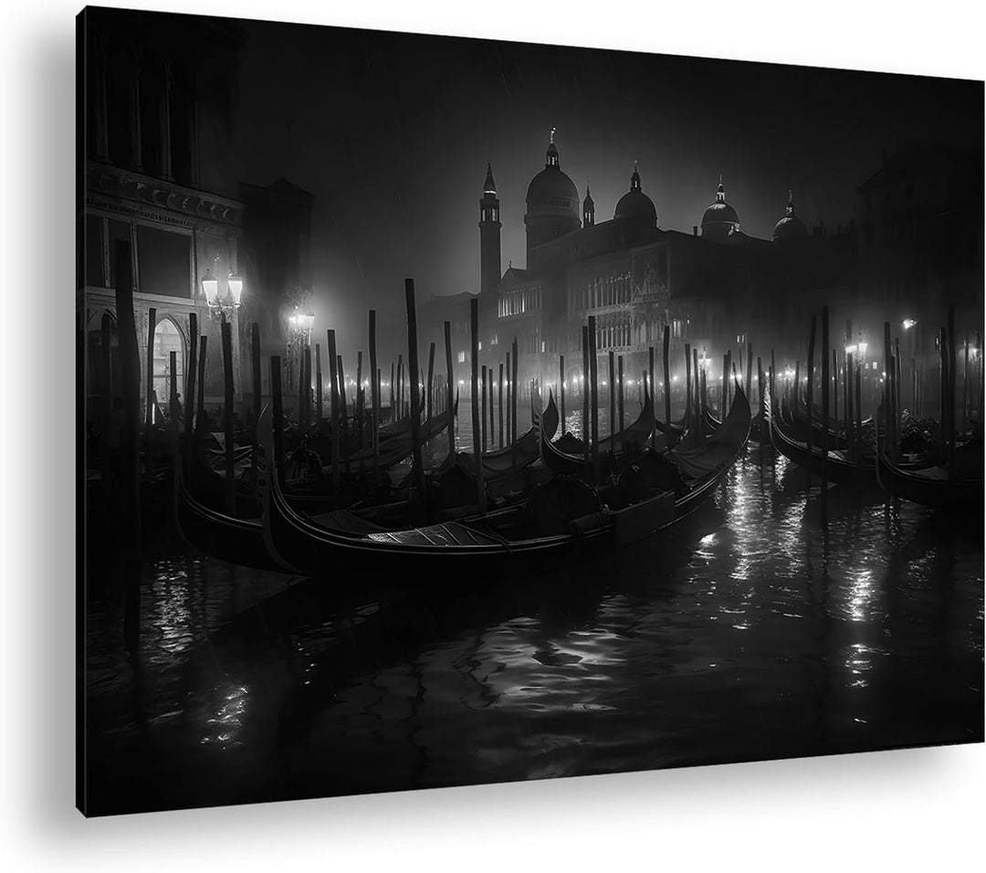 deyoli Gondelstation in Italien Format: 80x60 cm Effekt: Schwarz/Weiss als Leinwandbild, Motiv ferti