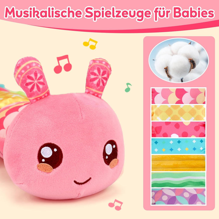 Baby Spielzeug 0 3 6 Monate Raupe Musikspielzeug, Montessori Sensorik SpielzeugBaby Geschenk Mädchen