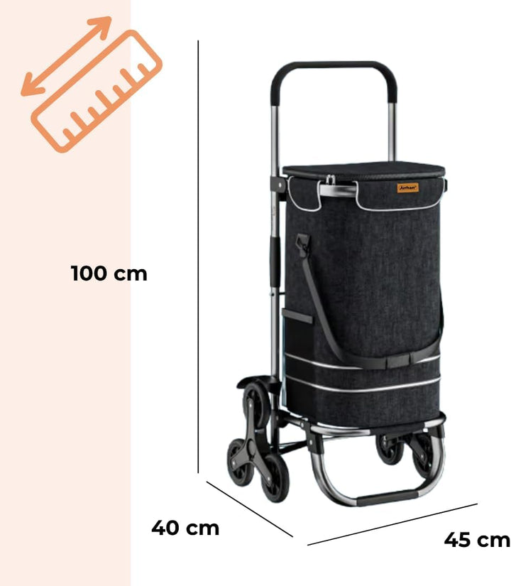Einkaufstrolley Comfort für Treppen, 50 l (Schwarz), Schwarz