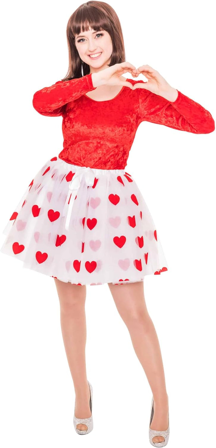 Petticoat Damen weiss mit Herzen rot