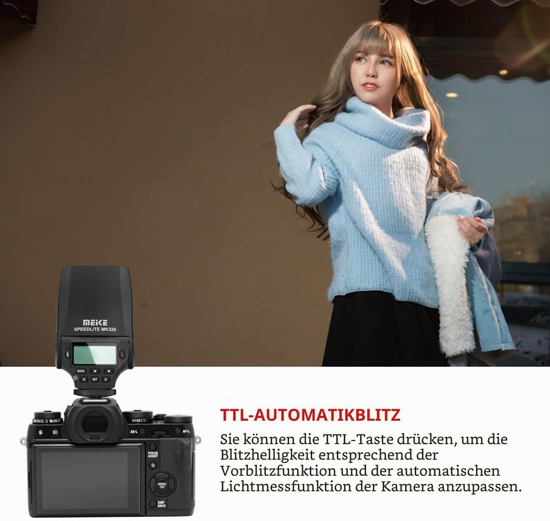 Meike MK-320F Speedlite TTL Master Flash für Fujifilm Kamera X-M1 X-T1 X-Pro1 X-A1 X-A2 X-E1 X-E2 X3